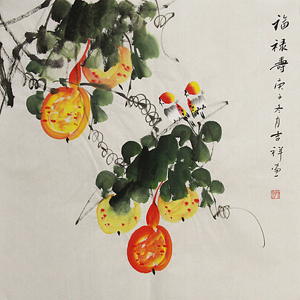 斗方花鸟——画家吉祥