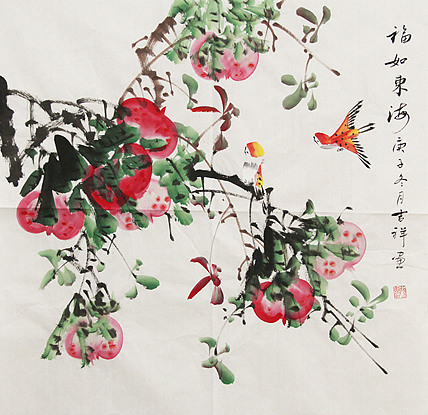 斗方花鸟——画家吉祥