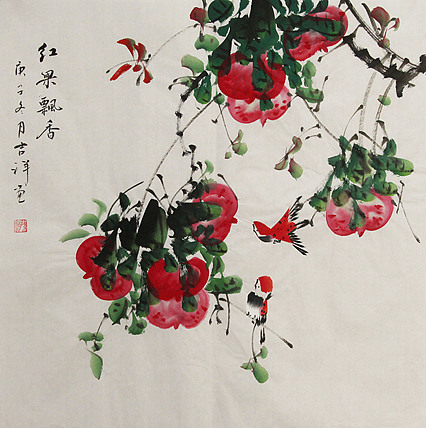 斗方花鸟——画家吉祥