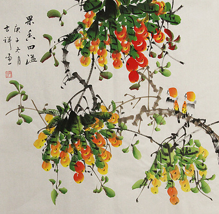 斗方花鸟——画家吉祥