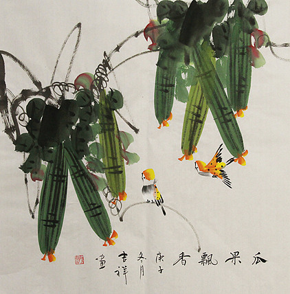 斗方花鸟——画家吉祥