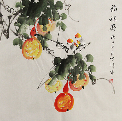 斗方花鸟——画家吉祥