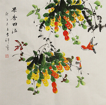 斗方花鸟——画家吉祥