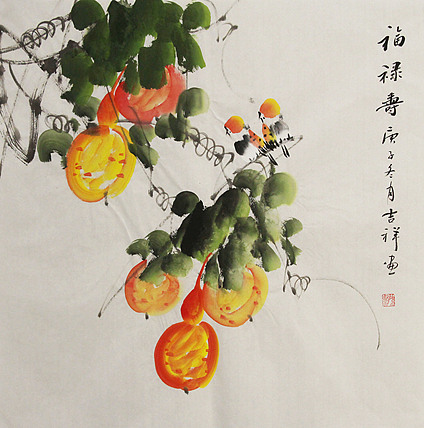 斗方花鸟——画家吉祥