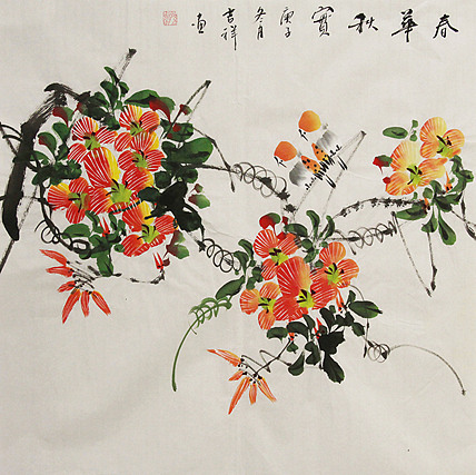 斗方花鸟——画家吉祥