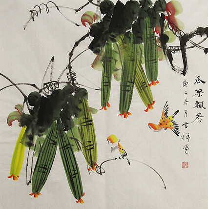 斗方花鸟——画家吉祥