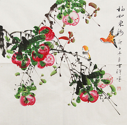 斗方花鸟——画家吉祥