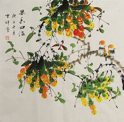 斗方花鸟——画家吉祥