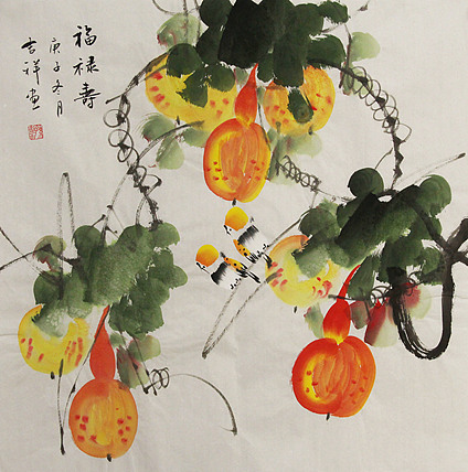 斗方花鸟——画家吉祥