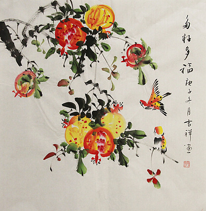 斗方花鸟——画家吉祥