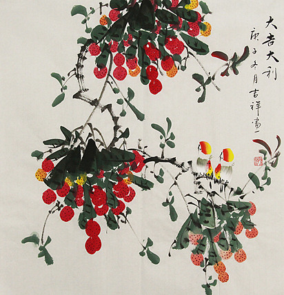 斗方花鸟——画家吉祥