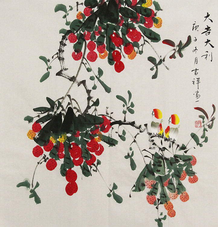 斗方花鸟——画家吉祥