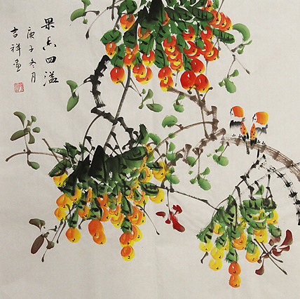 斗方花鸟——画家吉祥