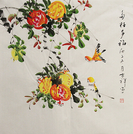 斗方花鸟——画家吉祥