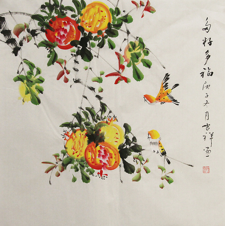 斗方花鸟——画家吉祥
