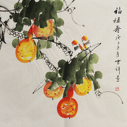 斗方花鸟——画家吉祥