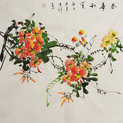斗方花鸟——画家吉祥
