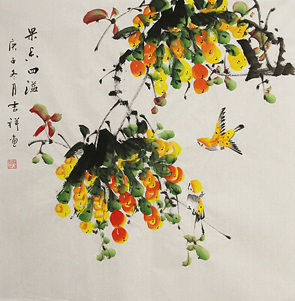 斗方花鸟——画家吉祥