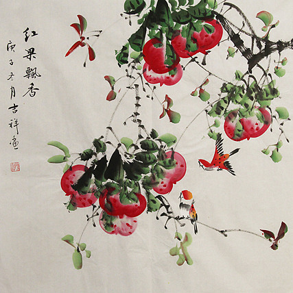 斗方花鸟——画家吉祥