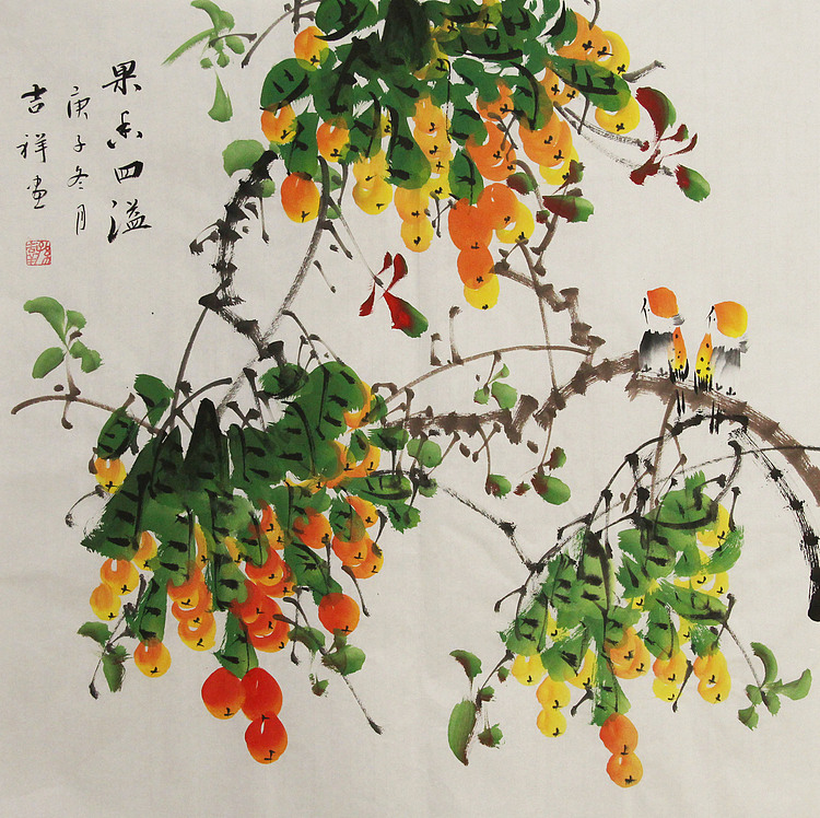 斗方花鸟——画家吉祥