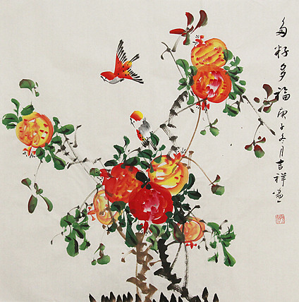 斗方花鸟&mdash;&mdash;画家吉祥