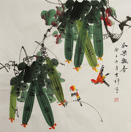 斗方花鸟——画家吉祥