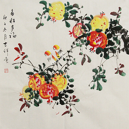 斗方花鸟——画家吉祥