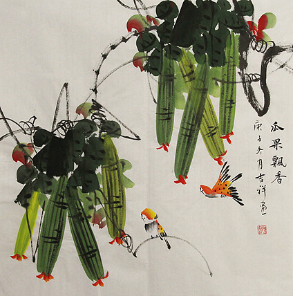 斗方花鸟——画家吉祥