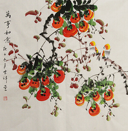 斗方花鸟——画家吉祥