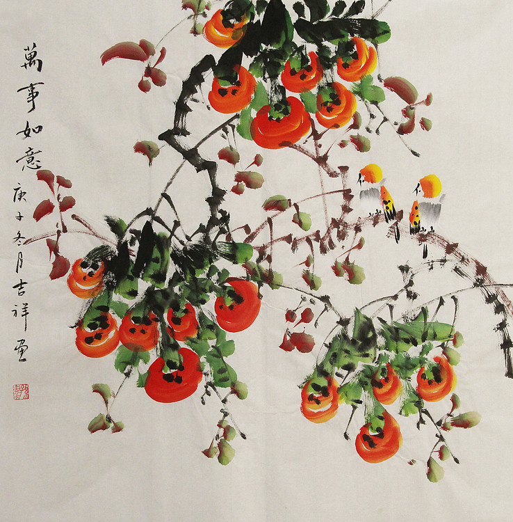 斗方花鸟——画家吉祥
