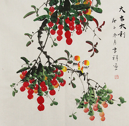 斗方花鸟——画家吉祥