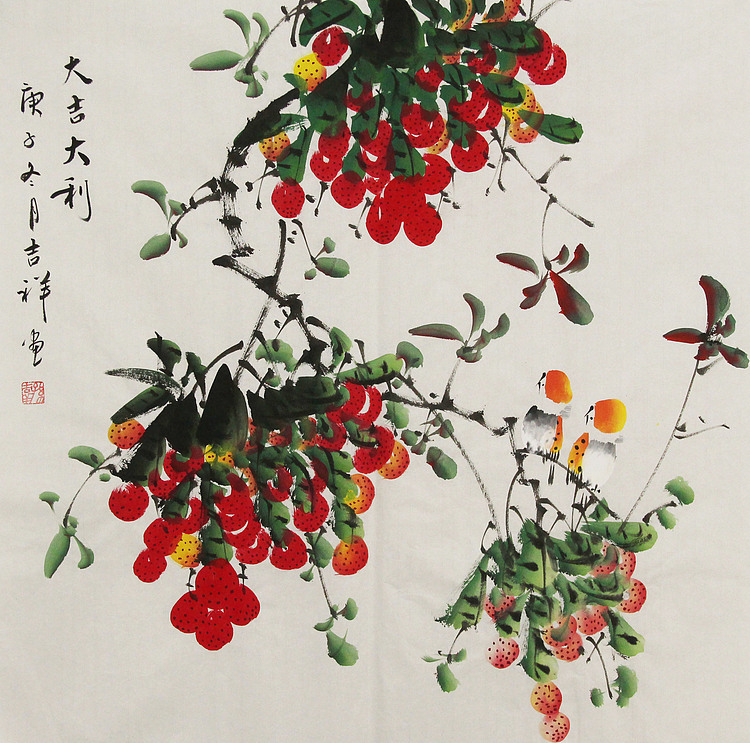 斗方花鸟——画家吉祥