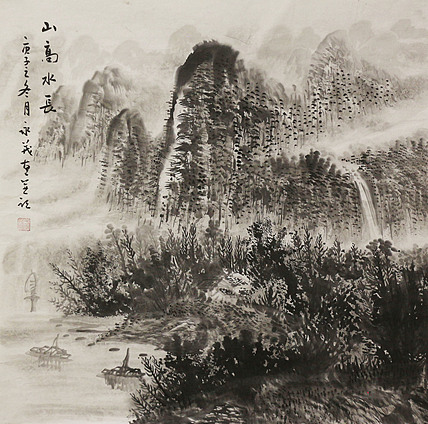 斗方山水作品——画家永茂