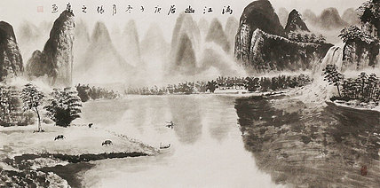 四尺山水作品——画家张之鹰
