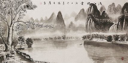 四尺山水作品——画家张之鹰