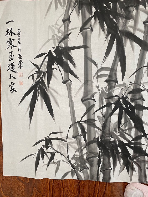 国家一级美术师 亚墨 4尺横幅墨竹一林寒玉护人家！