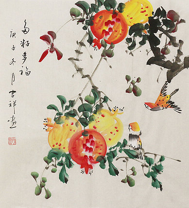 斗方花鸟作品——画家吉祥