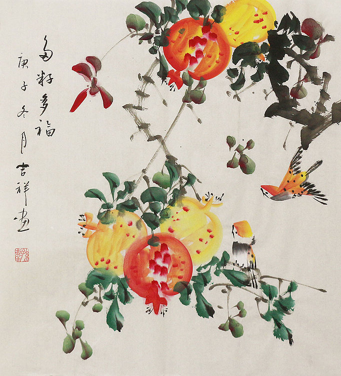 斗方花鸟作品——画家吉祥