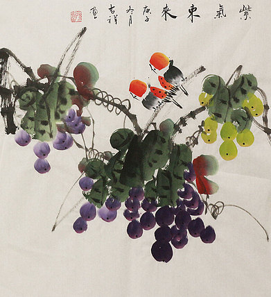 斗方花鸟作品——画家吉祥