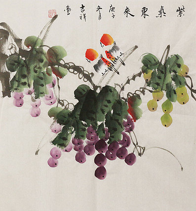 斗方花鸟作品——画家吉祥