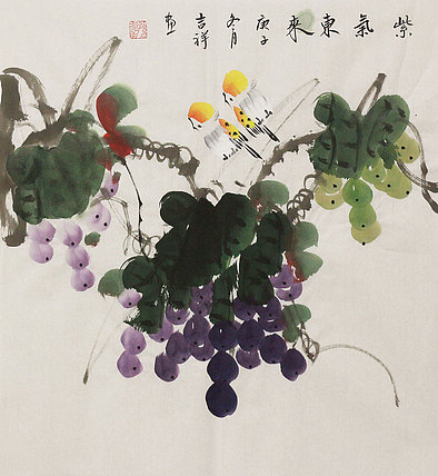 斗方花鸟作品——画家吉祥