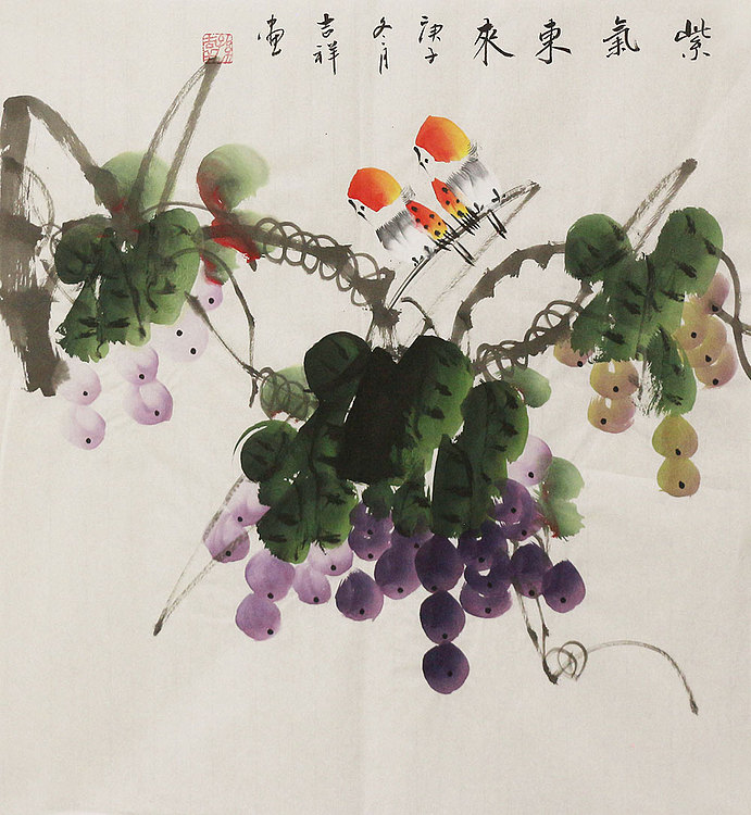 斗方花鸟作品&mdash;&mdash;画家吉祥