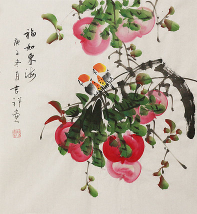 斗方花鸟作品——画家吉祥