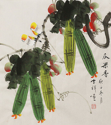 斗方花鸟作品——画家吉祥