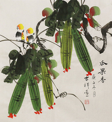 斗方花鸟作品——画家吉祥