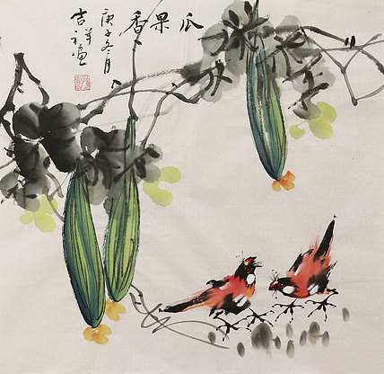 斗方花鸟作品&mdash;&mdash;画家吉祥