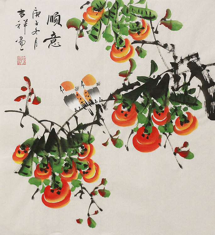 斗方花鸟作品&mdash;&mdash;画家吉祥