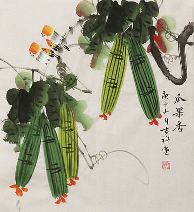 斗方花鸟作品——画家吉祥