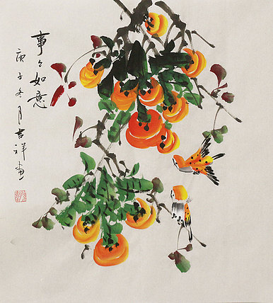 斗方花鸟作品——画家吉祥