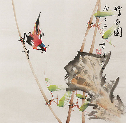 斗方花鸟作品——画家吉祥